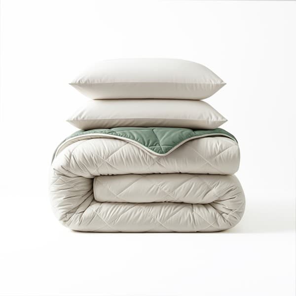 Lazy Dekbed Groen - Creme 240 x 200 cm