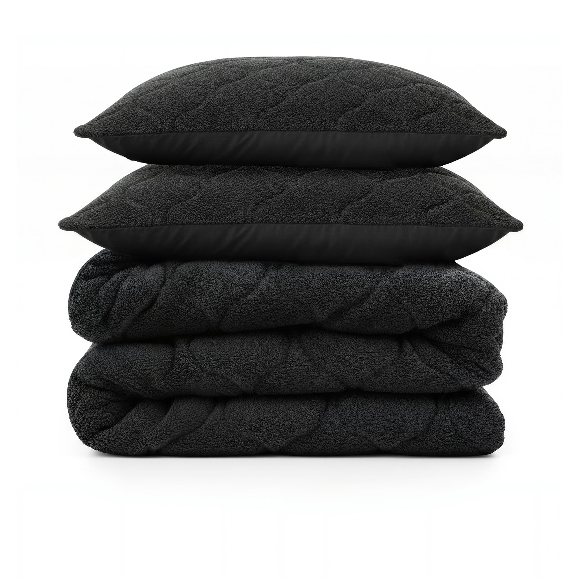 Lazy Dekbed Teddy Zwart 200 x 200 Met Luxe Kussenslopen