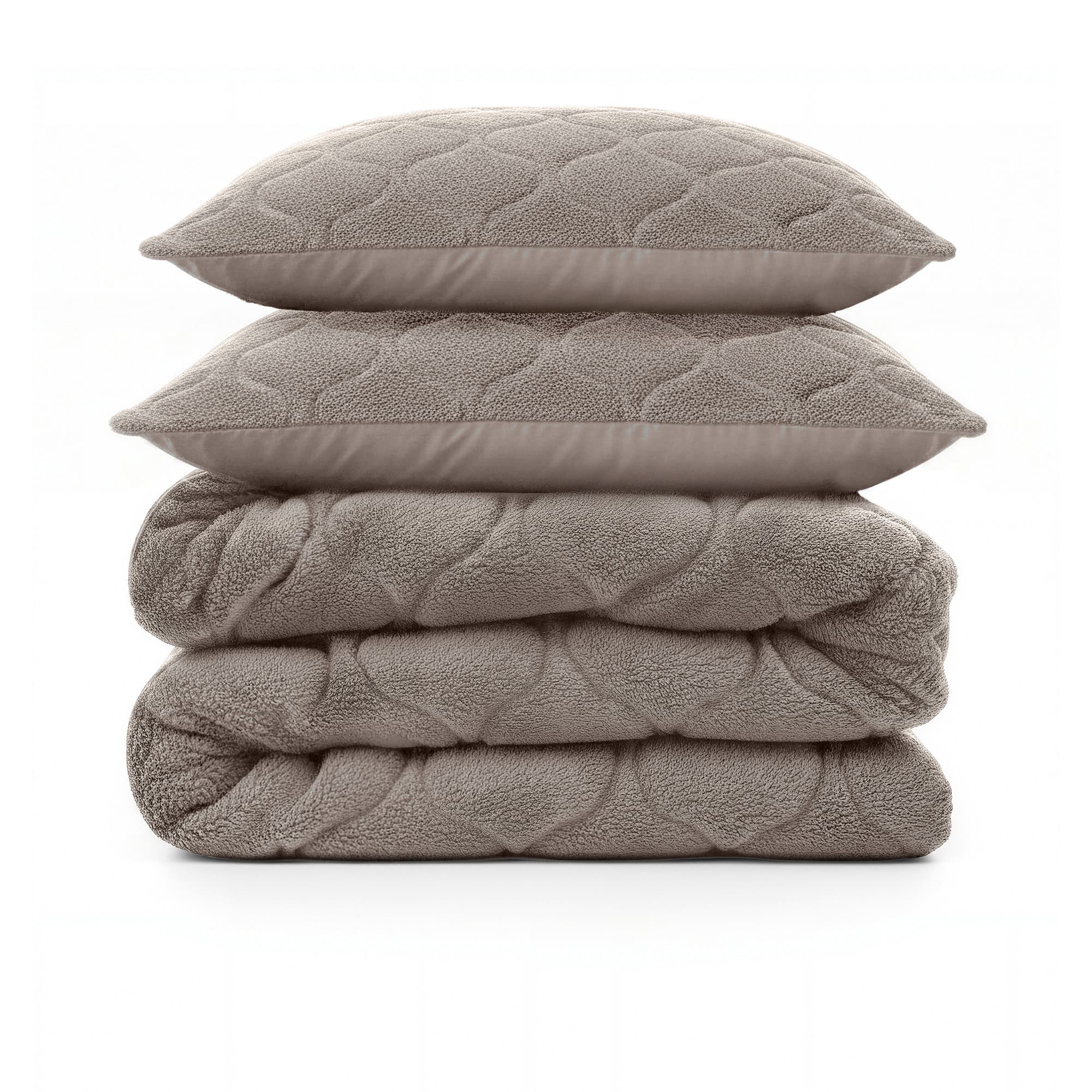 Lazy Dekbed Teddy Taupe/Grijs 200 x 200 Met Luxe Kussenslopen